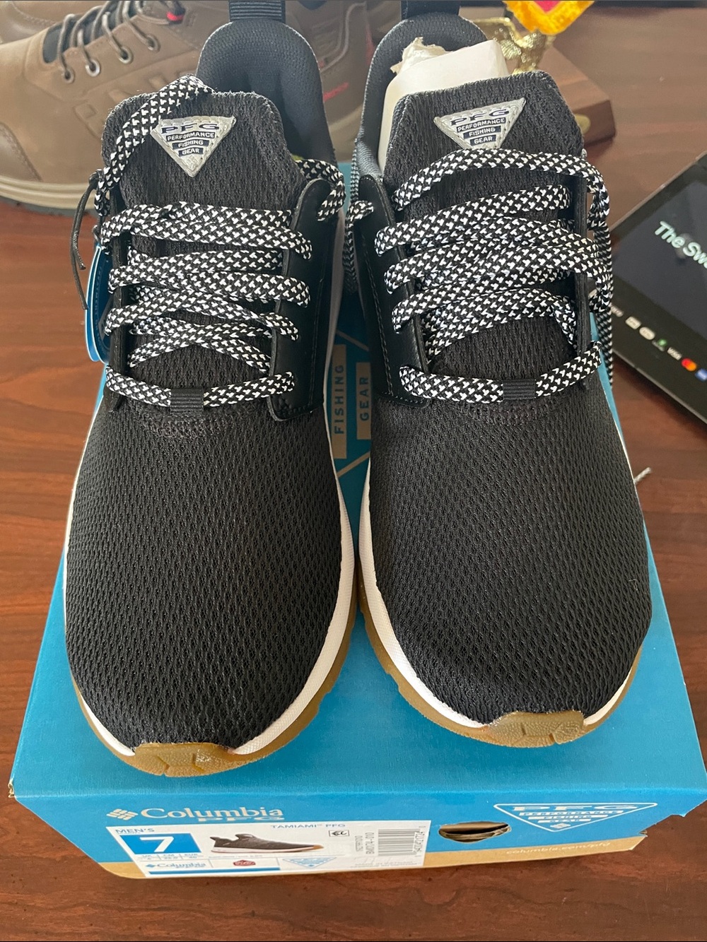 Columbia Men’s Black Mesh Sneakers with Tan Outsole